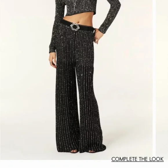 ba&sh Donna Wide Pantalon with Shimmering Stripes size 2 French medium SOLDOUT
